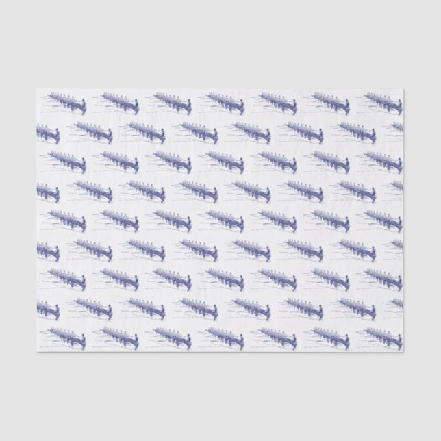 Papier Mousseline Équipe de sports nautiques Blue Rowing Rowers (Recto)