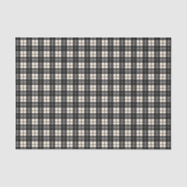 Papier Mousseline Erskine Tartan écossais noir et blanc (Recto)