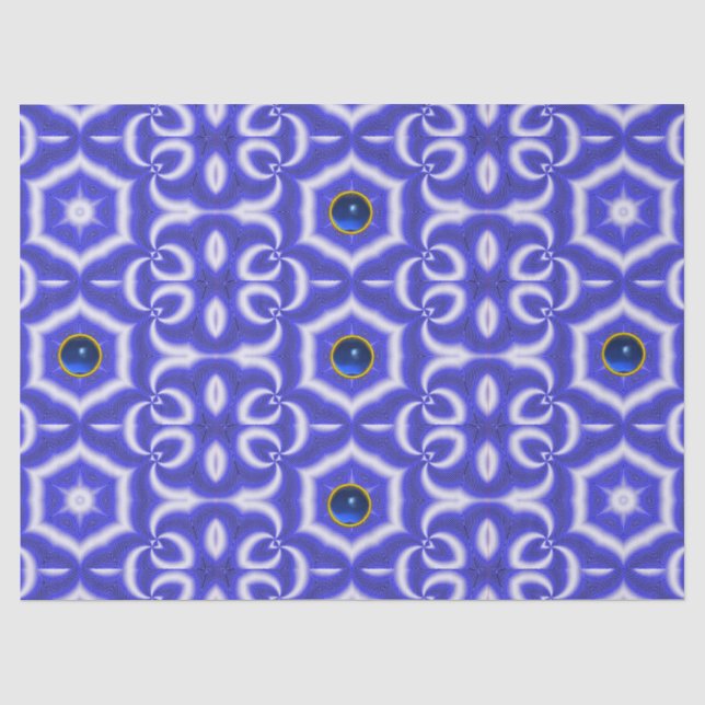 PAPIER MOUSSELINE ESCALIERS ABSTRAITS, ESCALIER BLEU ET PIERRE SAPPH (Recto)