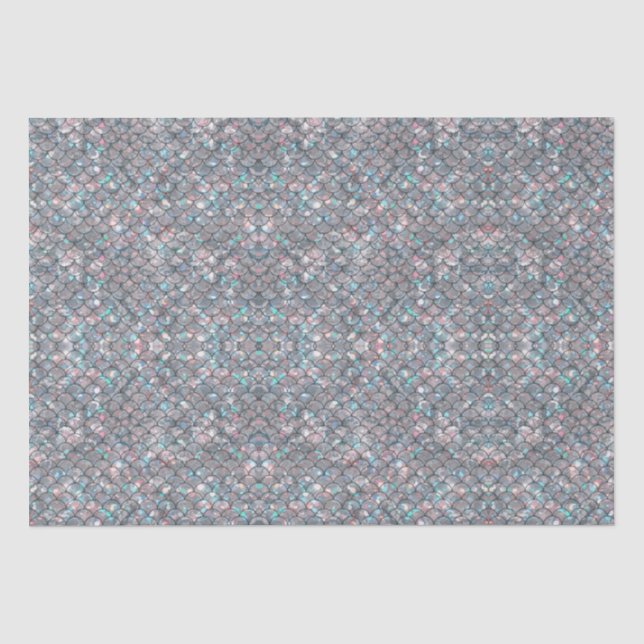 Papier Mousseline Éscaliers de sirène gris argent Holographique Déco (Recto)