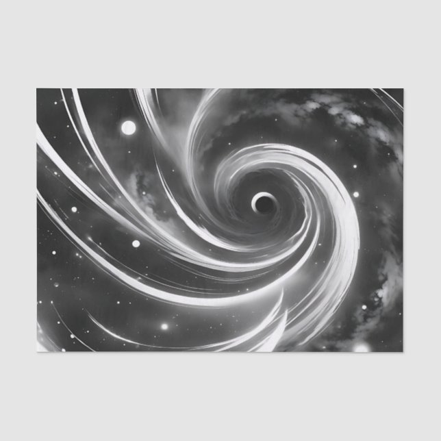 Papier Mousseline Espace Abstrait noir et blanc (Recto)