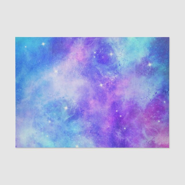 Papier Mousseline Espace de galaxie violet et bleu Abstrait (Recto)