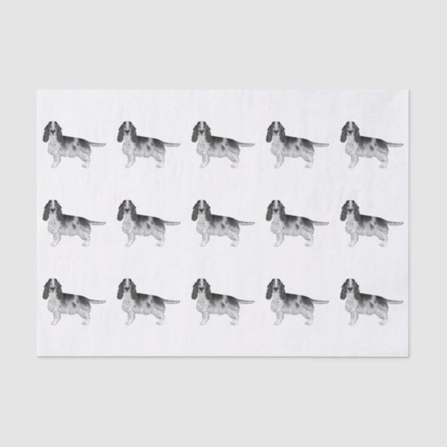 Papier Mousseline Espagnol Cocker Anglais En Motif Noir Et Blanc (Recto)