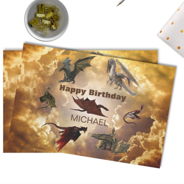 Papier Mousseline Espèces de dragons Fantaisie amusante Anniversaire (Créateur téléchargé)