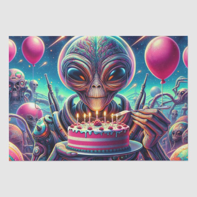 Papier Mousseline Espoir que votre anniversaire soit hors de ce mond (Recto)