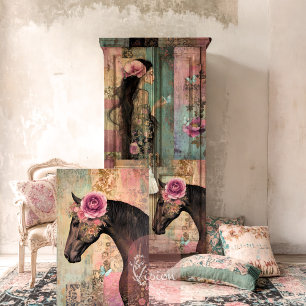 Papier Mousseline Esprit libre, cheval fantaisiste et patchwork vint
