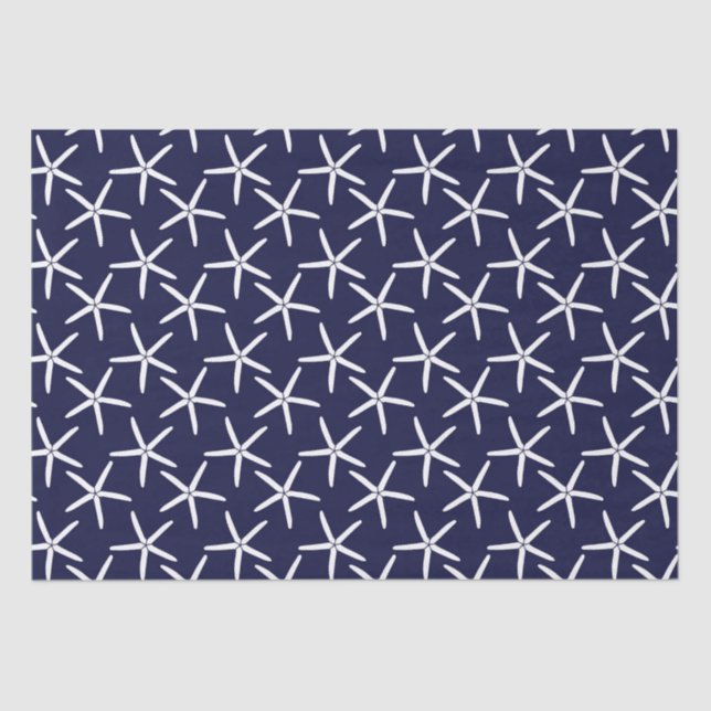 Papier Mousseline Estarfish blanche sur un arrière - plan bleu marin (Recto)