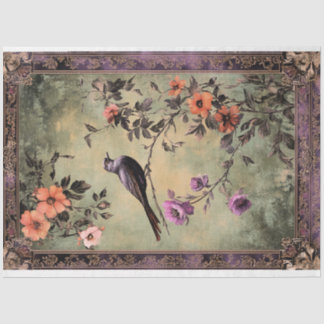 Papier Mousseline Esthétique orientale, oiseau et floral dans le sty