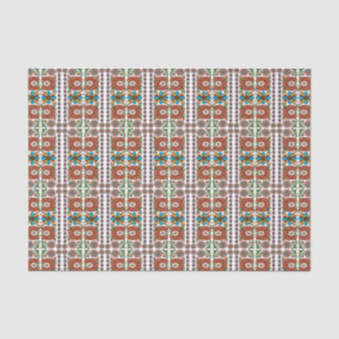 Papier Mousseline Estonien vintage art folklorique motif floral