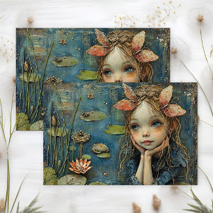 PAPIER MOUSSELINE ÉTANG DE LILY FÉE DÉCOUPAGE