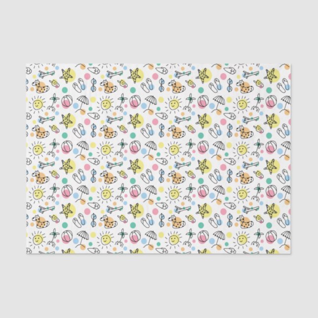 Papier Mousseline Été Amusement Plage Doodles Découpage (Recto)