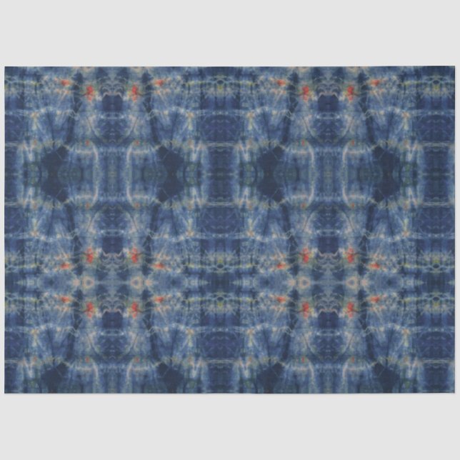 Papier Mousseline Ethnic Blue Tie Dye Style Motif traditionnel (Recto)