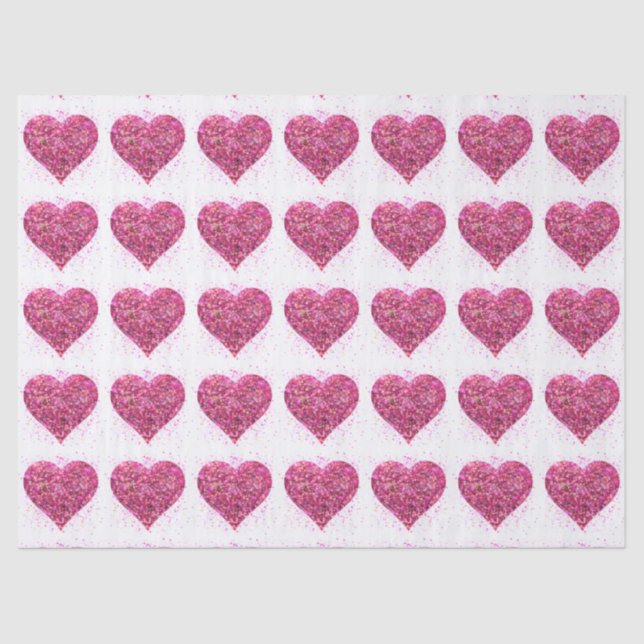 Papier Mousseline Étincelle rose parties scintillant coeur amour (Recto)