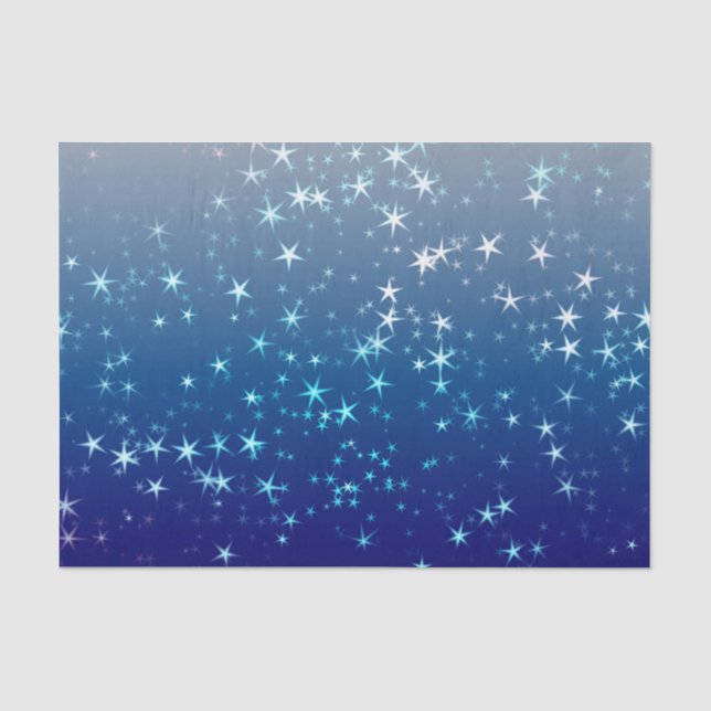 Papier Mousseline Étincelles de Noël Stars Ciel bleu (Recto)