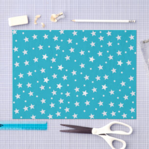 Papier Mousseline Étoiles blanches sur Motif bleu