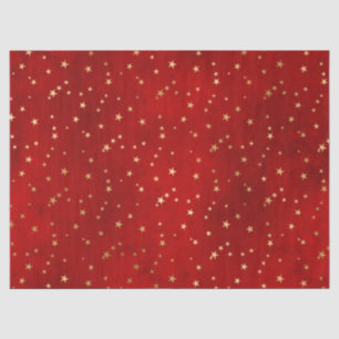 Papier Mousseline Étoiles de Noël hivernales festives rouges et or e