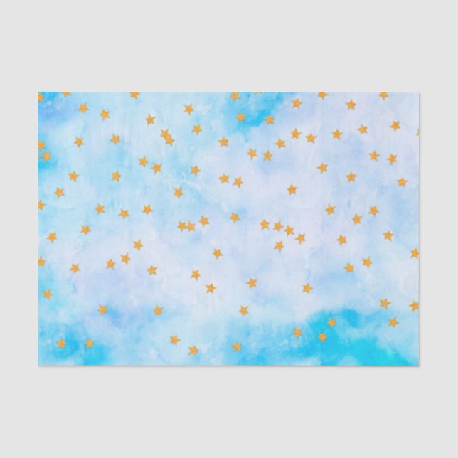 Papier Mousseline Étoiles de parties scintillant sur papier marbré (Recto)
