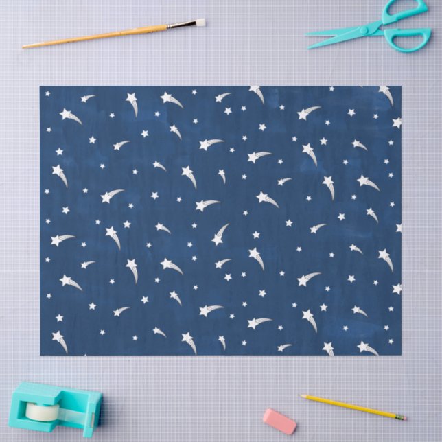 Papier Mousseline Etoiles de tir Aquarelle bleu marine (Artisanat)