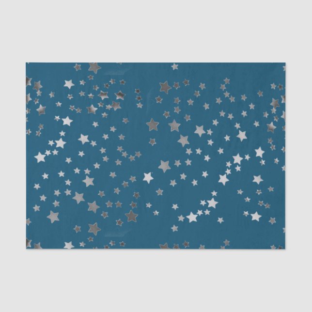 Papier Mousseline Étoiles dispersées sur le bleu (Recto)