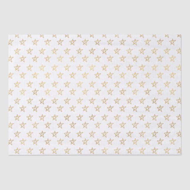 Papier Mousseline Étoiles d'or blanc brillant (Recto)