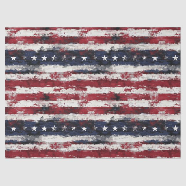 Papier Mousseline Étoiles et bandes rustiques Americana - 10 livres, (Recto)