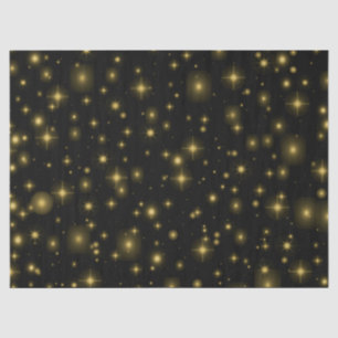 Papier Mousseline Étoiles et étincelles dorées dans le ciel nocturne