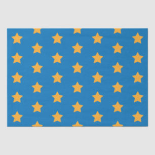 Papier Mousseline Etoiles Jaunes Motif géométrique bleu étoile