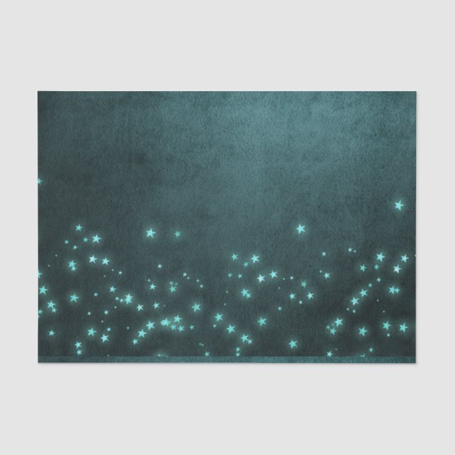 Papier Mousseline Étoiles Mystic Twilight | Luminosité de néon vert  (Recto)