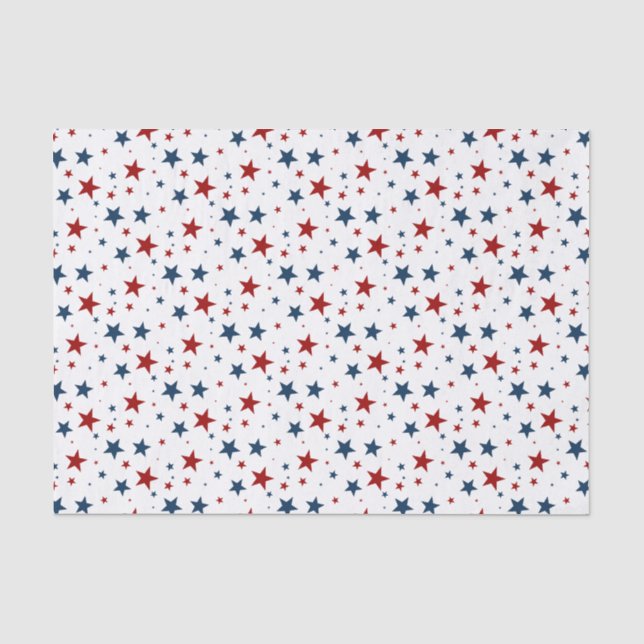 Papier Mousseline Étoiles patriotiques en rouge blanc et bleu Motif (Recto)