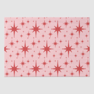 Papier Mousseline Étoiles rétro milieu du siècle moderne rose et rou