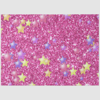Papier Mousseline Étoiles sur parties scintillant scintillante, rose