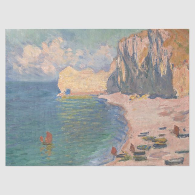 Papier Mousseline Étretat : La plage et la falaise de Claude Monet (Recto)