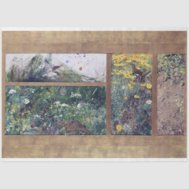 Papier Mousseline Études d'oiseaux, Bruno Liljefors (Recto)