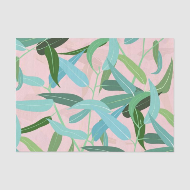 Papier Mousseline Eucalyptus Leaves Rose Design (Recto)