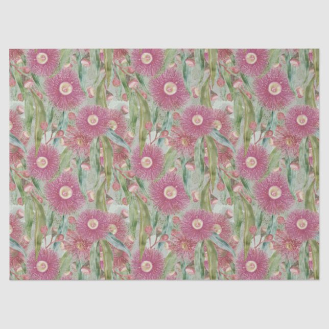Papier Mousseline Eucalyptus Rose Après La Pluie (Recto)