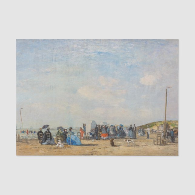 Papier Mousseline Eugene Boudin - Rassemblement sur la plage (Recto)