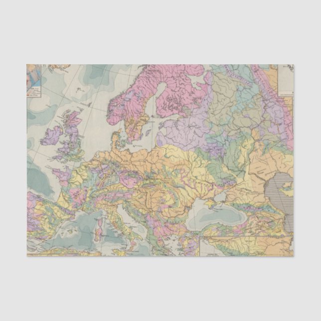 Papier Mousseline Europa - carte géologique de l'Europe (Recto)
