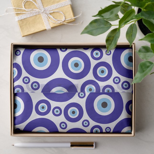 Papier Mousseline Evil Eye Pattern, Greek Eye, Turkish Eye, Nazar (Cadeau)