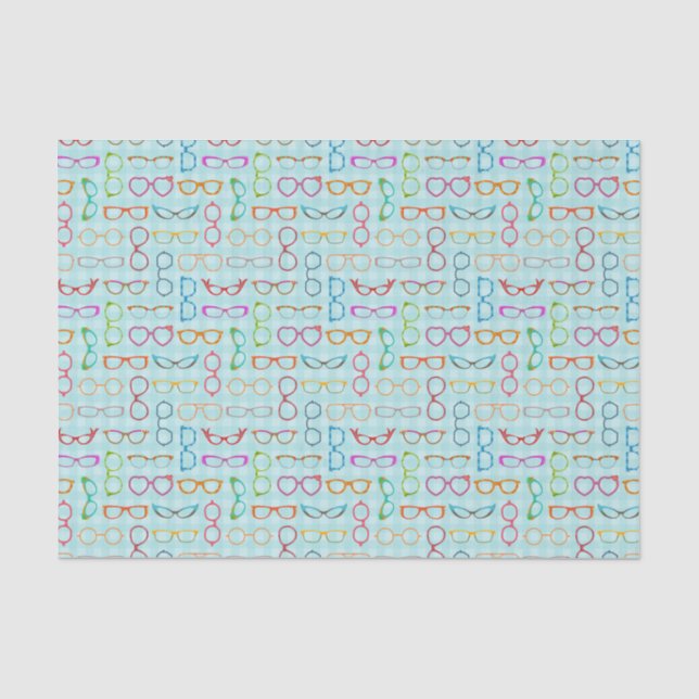 Papier Mousseline Eyeglass rétro Turquoise En vichy moderne (Recto)