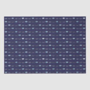 Papier Mousseline Eyelashes oculaires bleus argenté Nazar Mati Motif