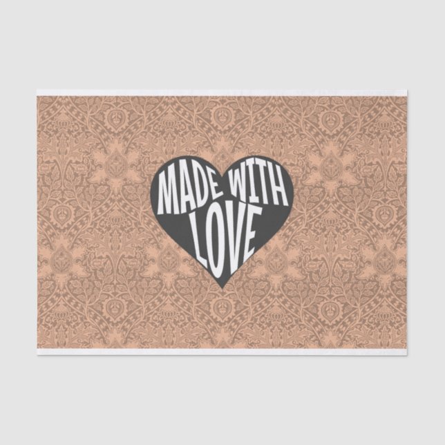 Papier Mousseline Fabriqué avec amour vintage  (Recto)