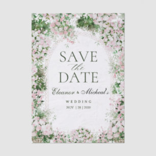 Papier Mousseline Faire-part de mariage romantique floral rose paste