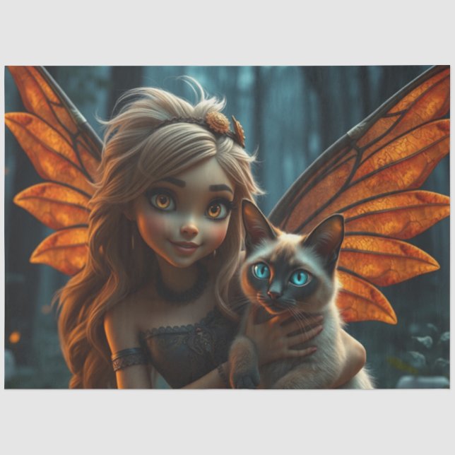 Papier Mousseline Fairy and her Cat (Recto)