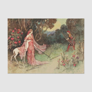 Papier Mousseline Fairy Tale Princesse Et Cerf Blanc