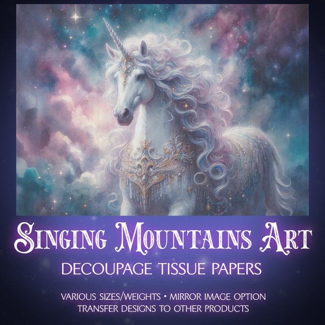 Papier Mousseline Fairytale Unicorn & Galaxy Craft Decoupage  (Créateur téléchargé)