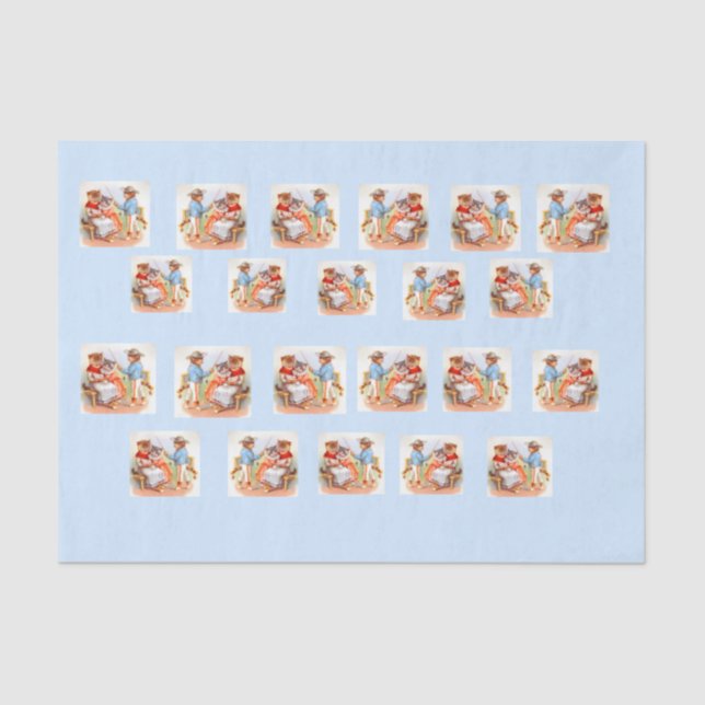 Papier Mousseline Famille de chats habillée victorienne de minou (Recto)