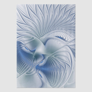 Papier Mousseline Fantaisie dynamique Abstrait Tons bleus Art fracta