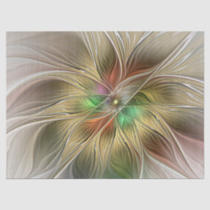 Papier Mousseline Fantaisie florale avec fractal abstrait moderne or