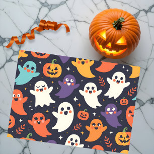 Papier Mousseline Fantômes amicaux et Motif Citrouille d'Halloween