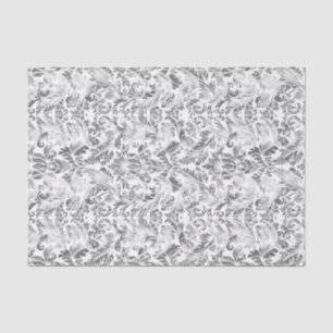 Papier Mousseline Faux Argent Floral Damques Arrière - plan blanc 4